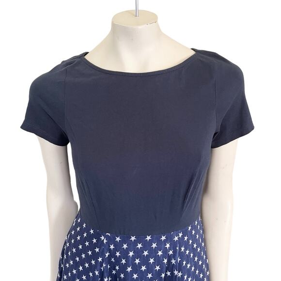 ESHAKTI Wayward Fancies Patriotic Star Print Midi Dress with Pockets SZ 6 - Picture 2 of 10